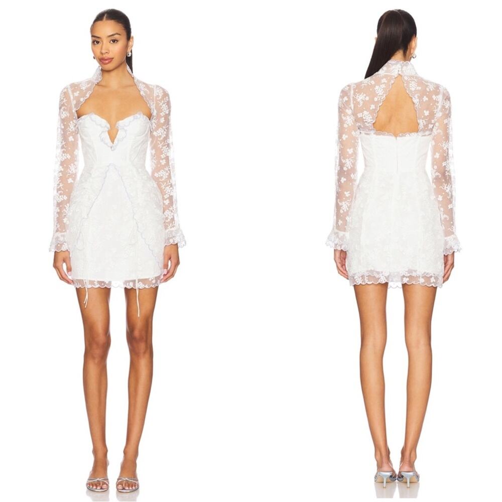 FOR LOVE & LEMONS Bluebell Long Sleeve Lace Floral Embroidered Mini Dress Sz S